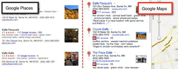 Google Places & Google Maps aligning