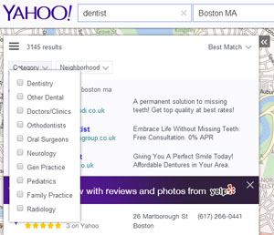 yahoo local results categories