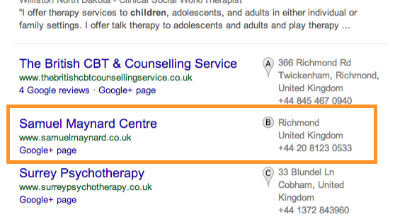 Rank in google local results with hidden address