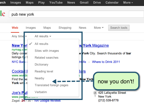 google local search update removes custom location option