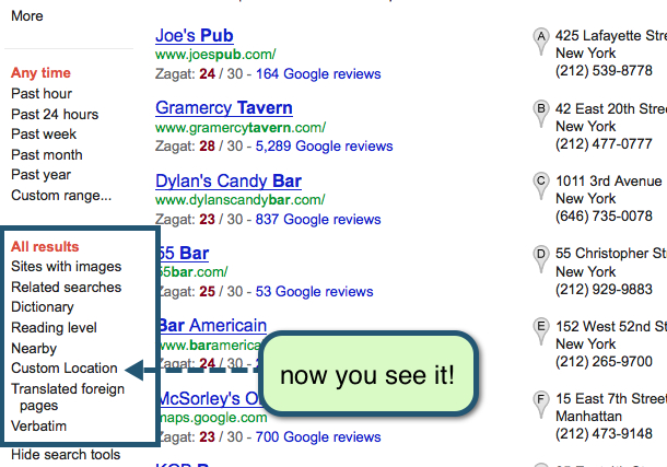 google local search update removes custom location option