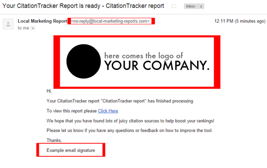 White label reporting feature