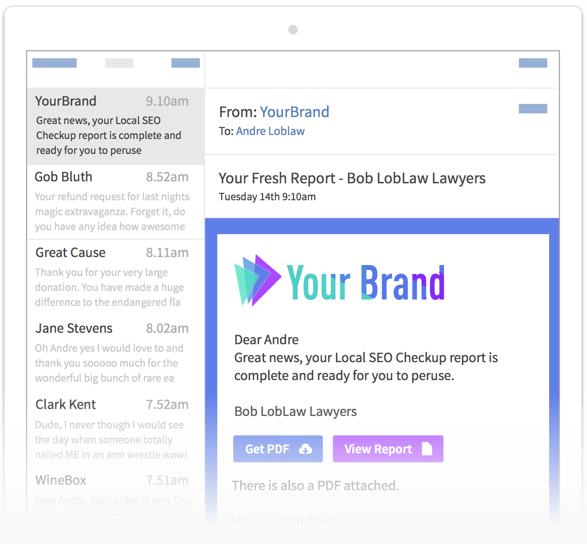 create email alerts & we'll send seo reports to your clients.