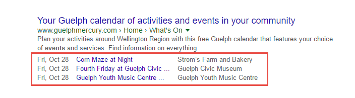 Events Rich Snippets
