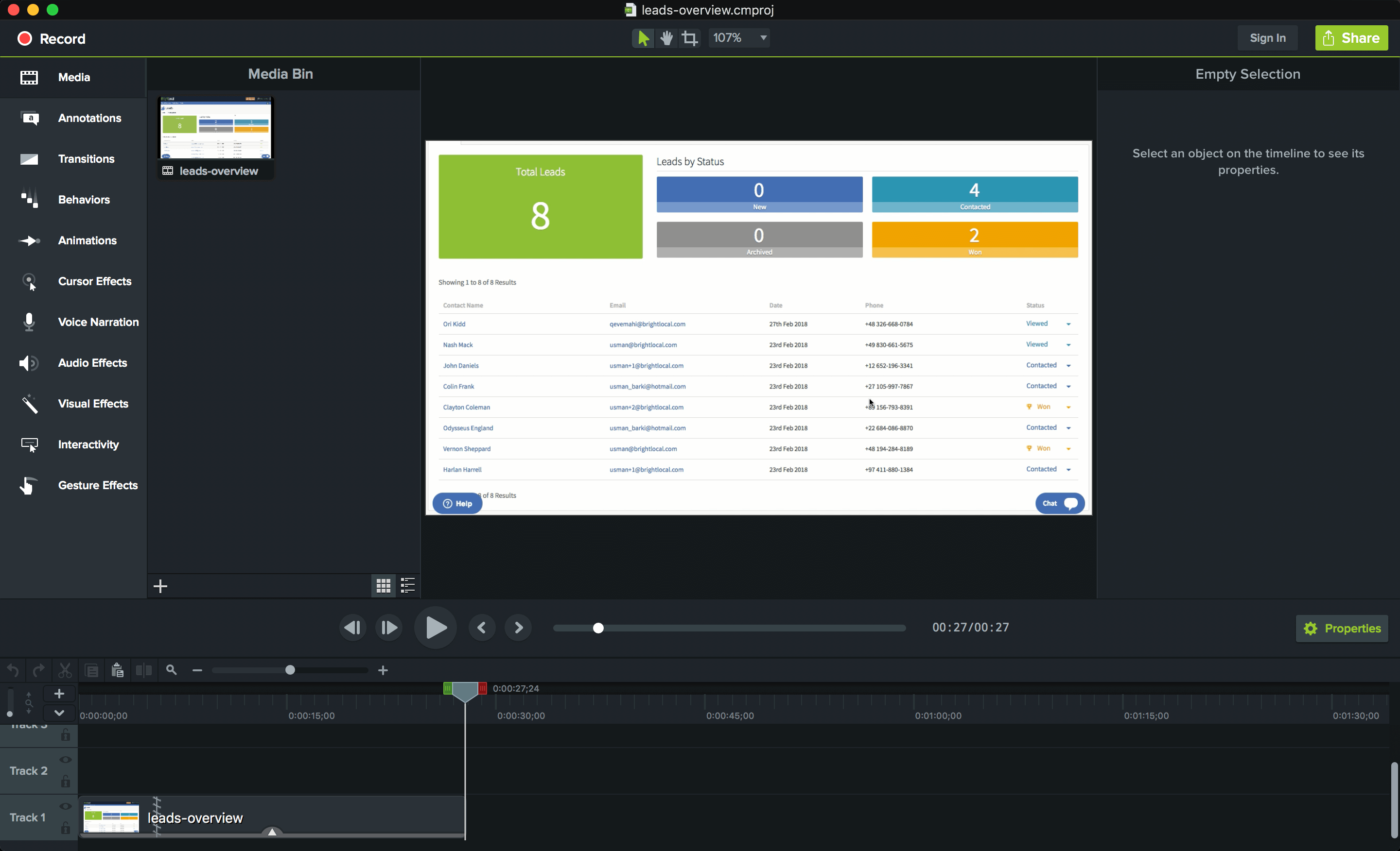 Camtasia Screenshot