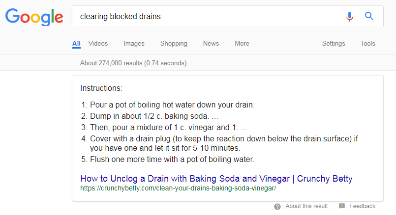 Google Blocked Drain Screenshot 2