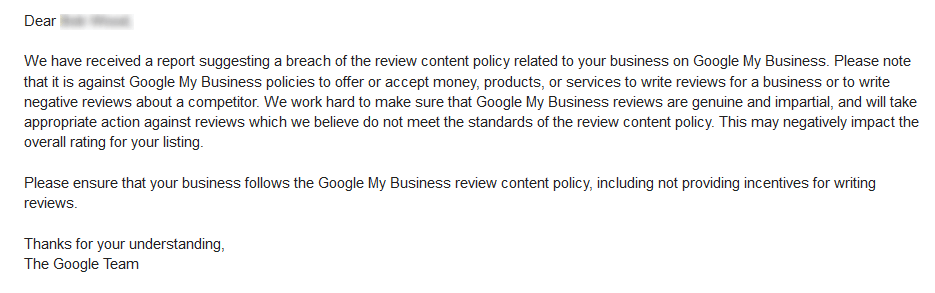 Google Review Email
