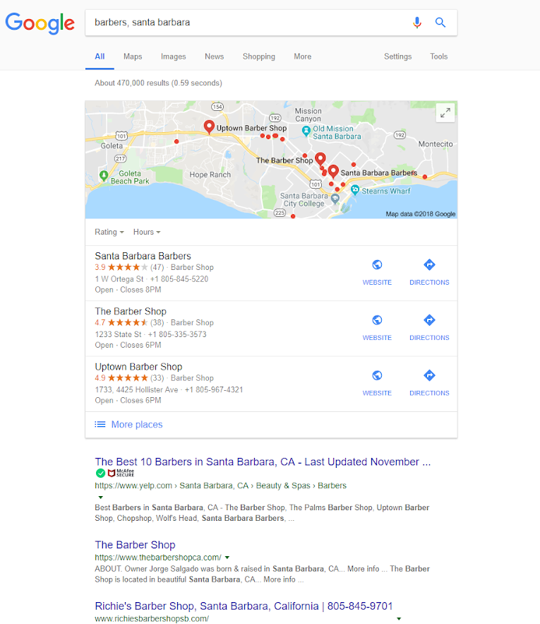 Google Local Pack for Barbers