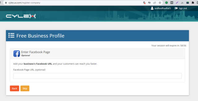 Cylex Facebook URL