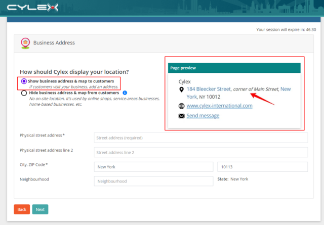 Cylex Show Business Address & Map to Customers