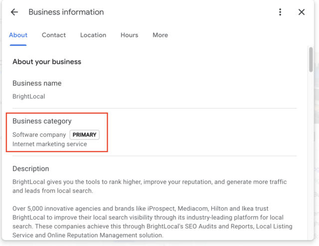 GBP Business Category