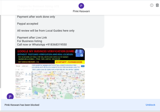 Google Profile Messaging and Chat - User blocked