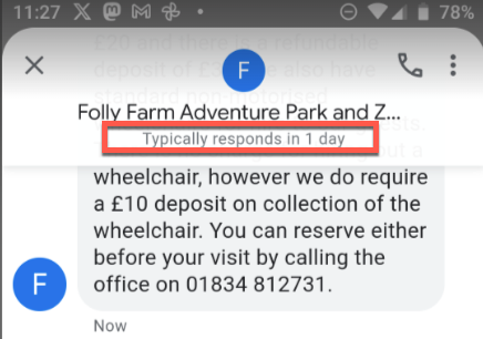 Google Business Profile Messaging and Chat - Typically Responds