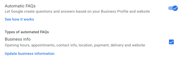 Google Business Profile Messaging and Chat - Automatic FAQs