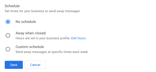 Google Business Profile Messaging and Chat - Schedule
