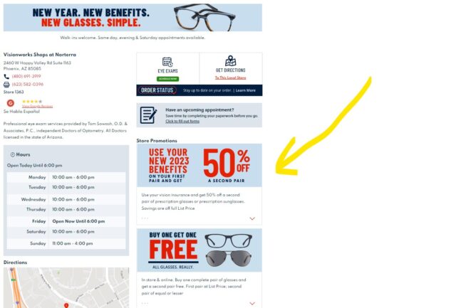 Location Page Coupon Examples