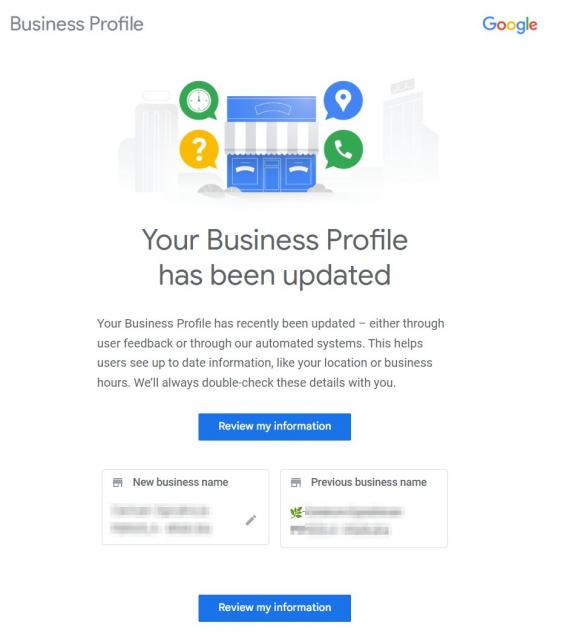 T Google Business Profile Change Notice