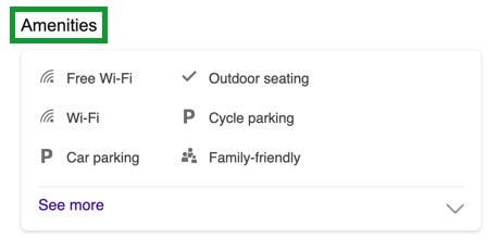 Bing Listings Amenities