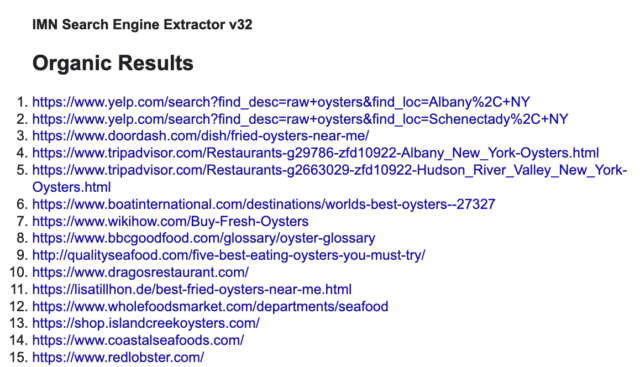 IMN Search Engine Extractor Organic Results