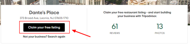 Tripadvisor claim your free listing
