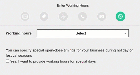 Bing Listing Enter Working Hours