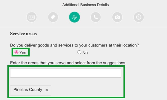 Service Area Business Additional Details