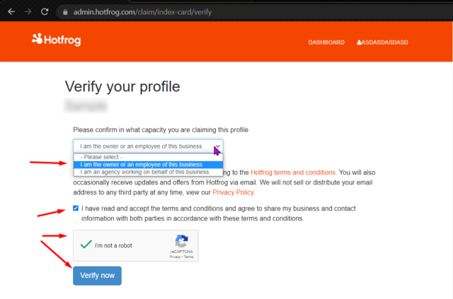 Hotfrog Verify Your Profile