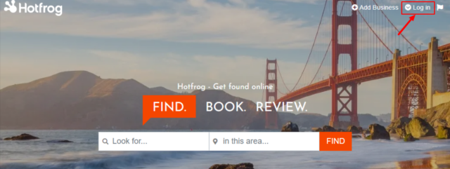 Hotfrog Front Page Login Button