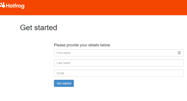 Hotfrog Get Started Page