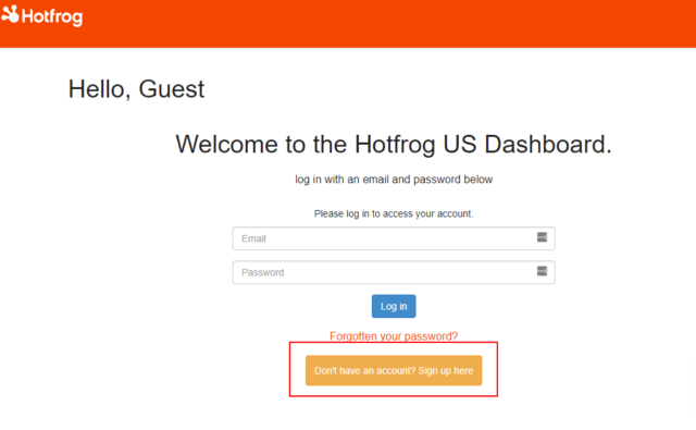 Hotfrog Login Page