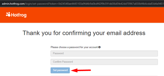 Hotfrog Set Your Password