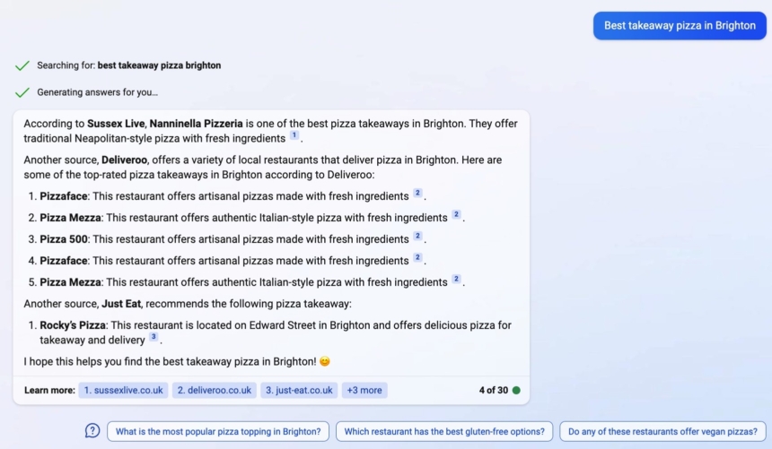 Bing Ai Best Takeaway Pizza