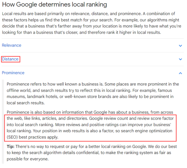 How Google Determines Local Ranking - Distance