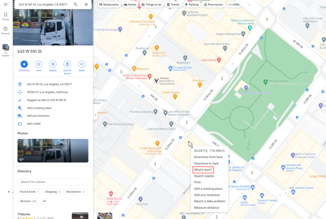 Google Maps, 'What's here?'