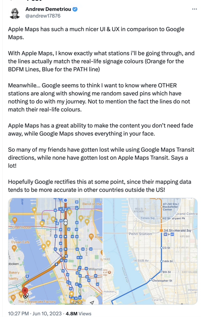 Twitter User Loves Apple Maps