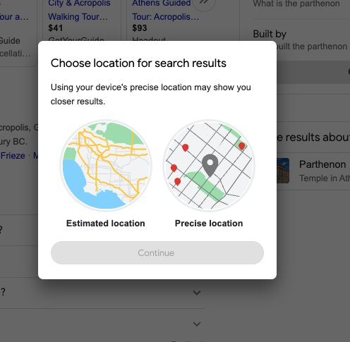 Estimated Location Vs Precise Location