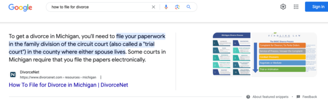 Local SEO for Lawyers - Localized Organic Featured Snippet
