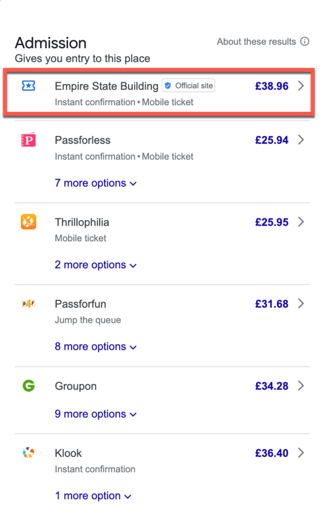 How to Use Google 'Things To Do' - Ticketing Options