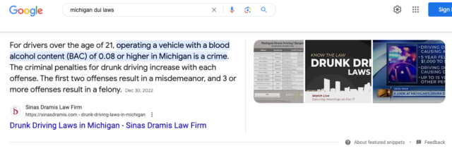 Local SEO for Lawyers - Michigan DUI Laws