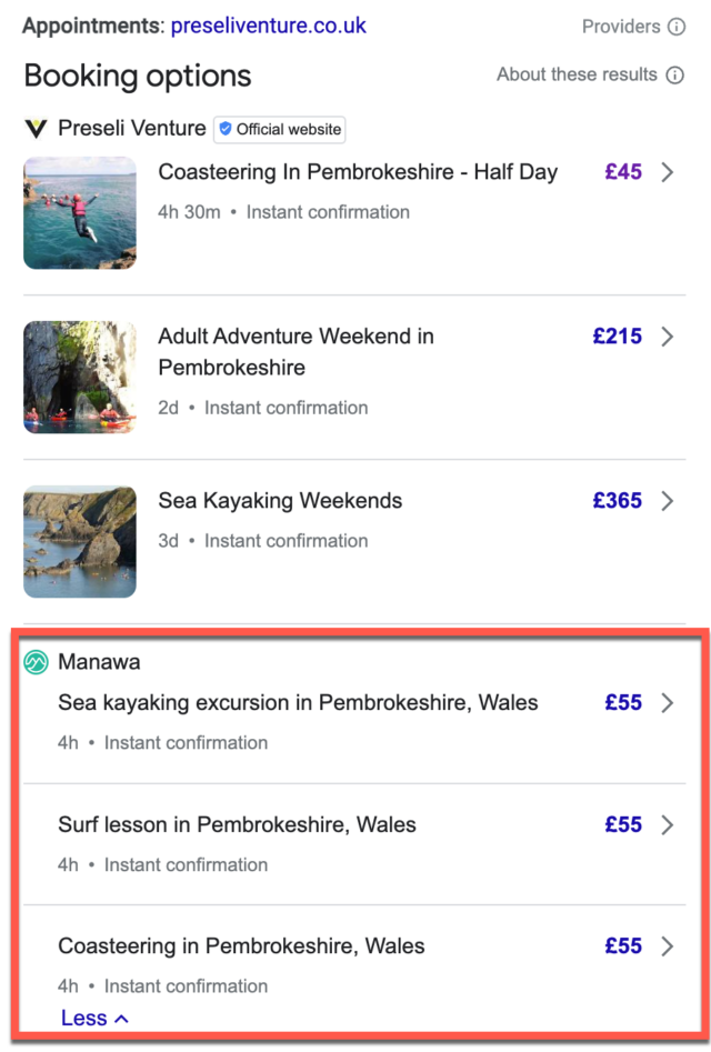 How to Use Google 'Things To Do' - Additional Booking Options